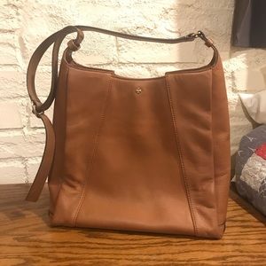 Tory butch tan tote with adjustable strap